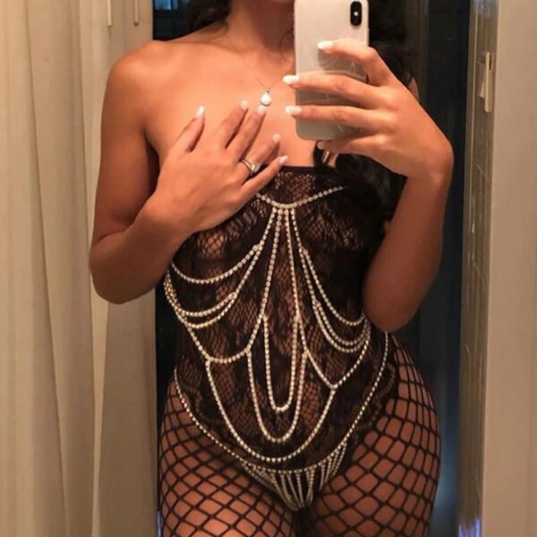 Rhinestone Body Chain – Crystal Bikini Style Necklace for Women