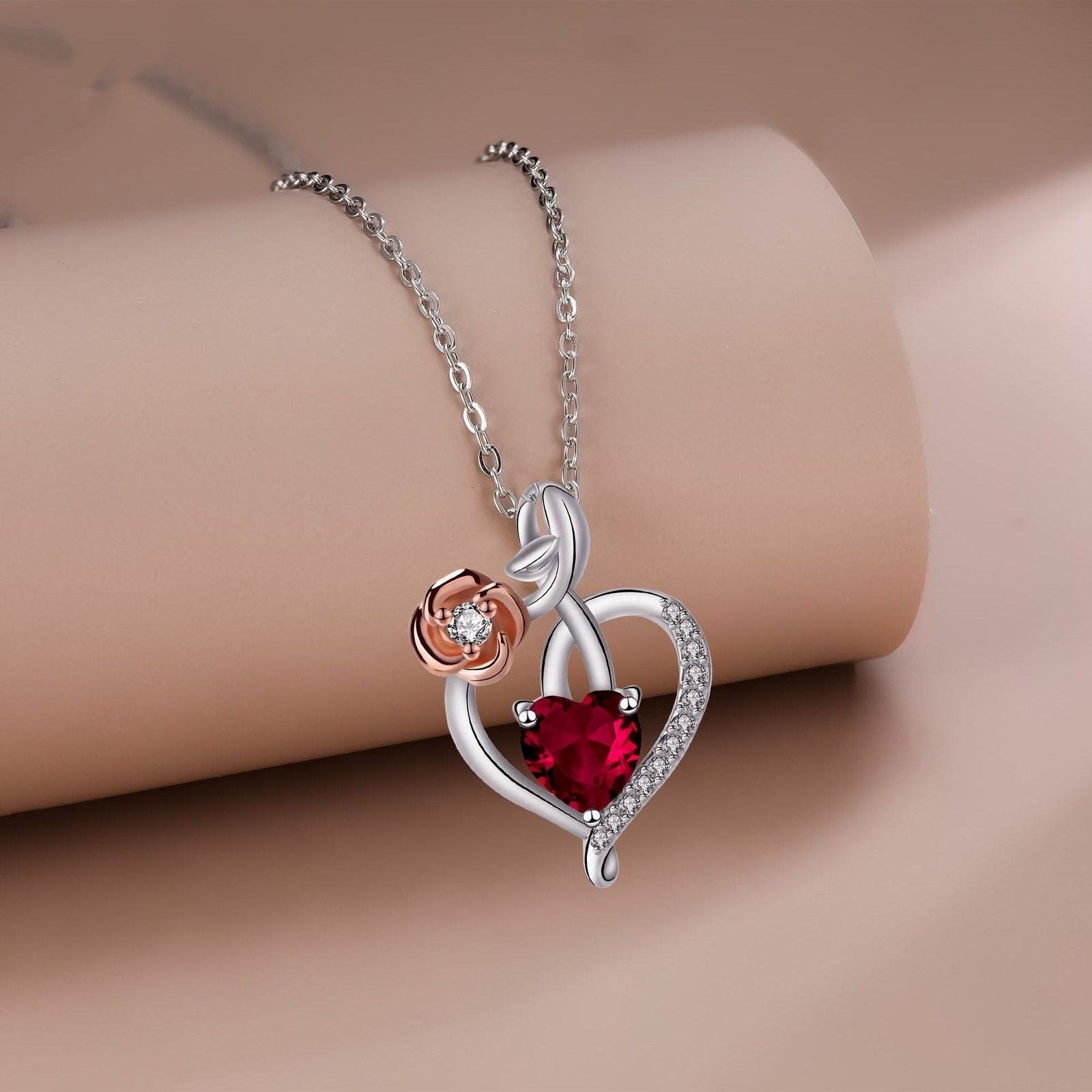 Rose Heart Pendant Necklace – Elegant Necklace for Women