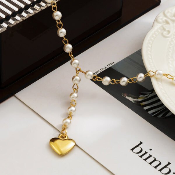Simple Pearl Love Pendant Necklace – Elegant Minimal Chain for Women