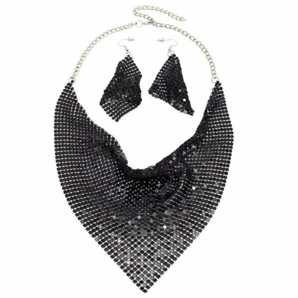 Metal Plate Necklace & Earrings Set - Statement Jewellery Set for Women