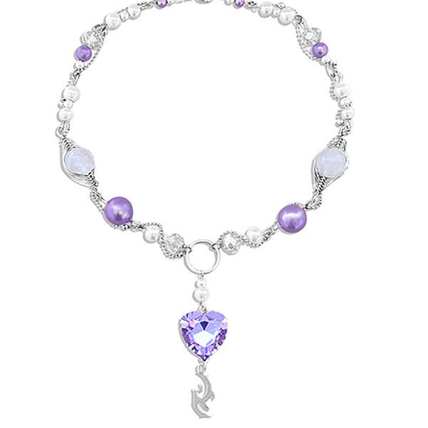 Purple Pearl Love Necklace – Elegant Small Pendant Chain for Women