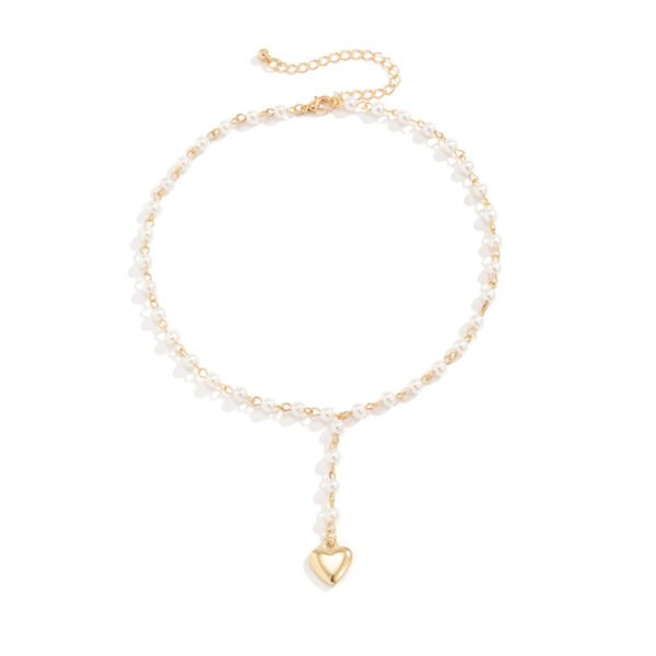 Simple Pearl Love Pendant Necklace – Elegant Minimal Chain for Women