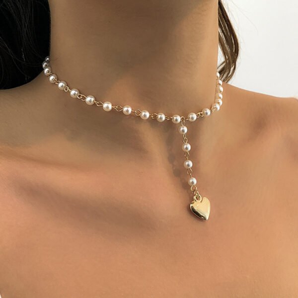 Simple Pearl Love Pendant Necklace – Elegant Minimal Chain for Women