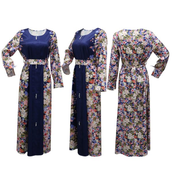 Printed Robe Dress - Elegant Flowing Modest Wear