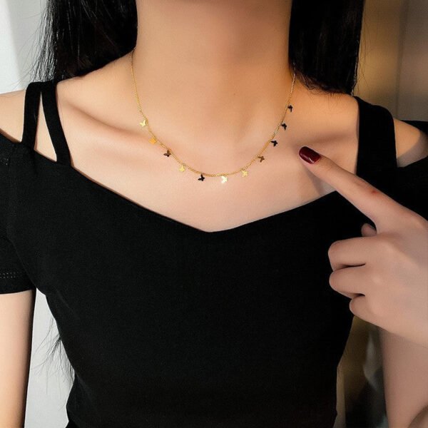 Titanium Steel Butterfly Necklace - Luxury Clavicle Chain for Women