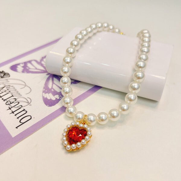 Pearl Love Gem Necklace – Elegant Choker Collar Chain