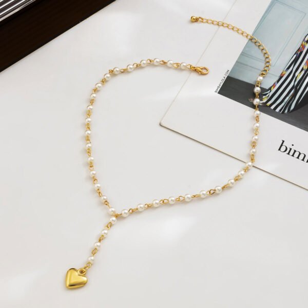 Simple Pearl Love Pendant Necklace – Elegant Minimal Chain for Women